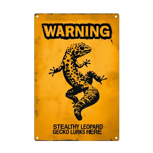 Leopard Gecko Sign Vintage Leopard Gecko Warning Sign 8 X 12 Inches Stealthy Leopard Gecko Lurks Here Leopard Gecko Metal Sign Wall Decor