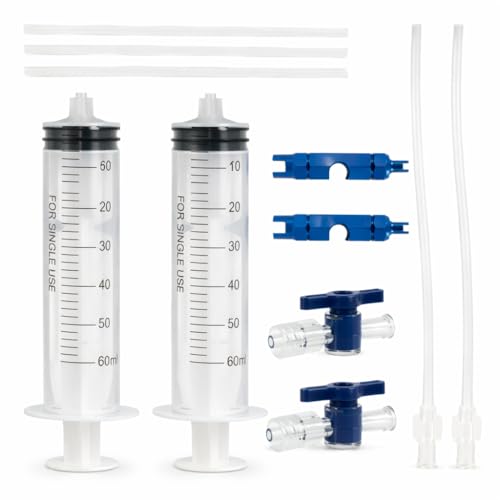 2 Piezas 60ml sellador de neumáticos, Kit Tubeless para Bicicleta, Dosificador para Neumáticos, Tubeless Set con Herramienta Núcleo Válvula para Relleno y Mantenimiento Fácil