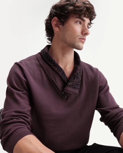Image of Men's Denver-A26 Regular Fit Paisley Cotton Quarter Zip Sweater