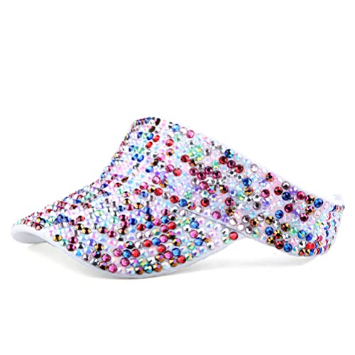 Image of Gudessly Shiny Rhinestones Sport Sun Visor Adjustable Summer Cap Visor Caps for Women Men