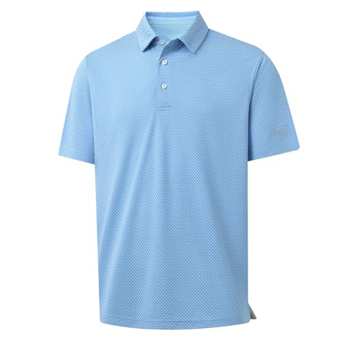 M MAELREG Golf Shirts for Men Dry Fit Casual Golf Polos Moisture Wicking Jacquard Mens Polo Shirt Short Sleeve Light Blue - image 1