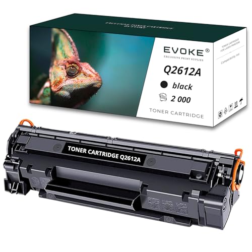 EVOKE Tóner Q2612A 12A compatible con HP Laserjet 1010 1018 1020 1022 negro negro 2000 páginas