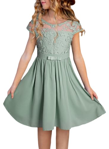 blibean Girls Elegant Lace Mesh Semi Formal Party Dress Size 6-15 Years