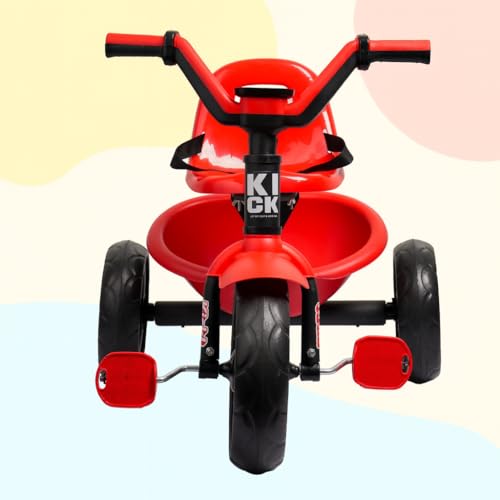 Image of Luusa KICK TRICYCLES for Kids | Kids Tricycle with Adjustable Seat Belt and Safety Features | Durable Frame | Suitable for Ages 1-5 Years | Multiple Colors Made in India (RED)