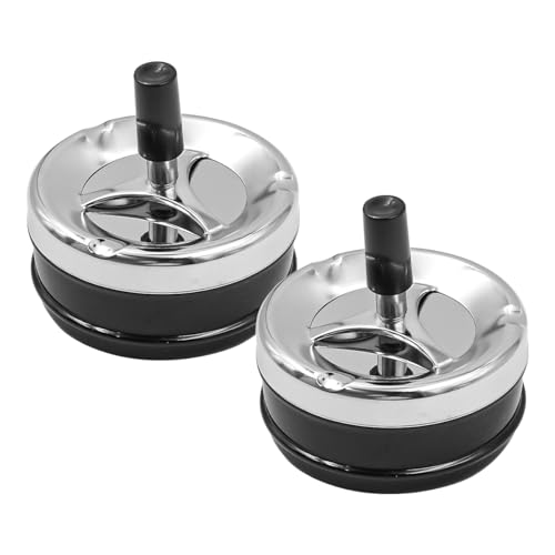 Ieron Cenicero de 2 Piezas Cenicero de Cigarrillos Redondo con Bandeja Giratoria Sin Cenizas Cenicero de Metal Giratorio Moderno Grande para Bar en casa al Aire Libre