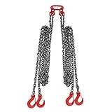 MuChaIOAK 5Ton Chain Sling, 5/16 Inch Quad Leg Lifting Chain, Quadruple Leg Slings Lifting W/4 Safety Grab Hooks & Safety Grab Hooks, G80 Heavy Duty Lift Sling Chains (13 FT)
