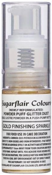 Sugarflair Colours Edible Glitter Pump Spray - Fusion Green - E171 Free - Non-Aerosol Pump Bottle, Refillable Shimmer Paint That Provides A Lustre Finish To Cakes, Decorations, and Desserts - 10g