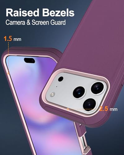 Image of for iPhone 17 Pro Max Case with Port Cover, Rubber Matte, Wine Red | 3-Layer Heavy Duty Armor, 16ft Drop Protection, Non-Slip Shockproof & Anti-Fingerprint
