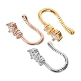 Healeved 3 Piezas Clip Nasal en Forma de U sin Perforación con Incrustaciones de Piedras Brillantes, Cómodo y Diseñado para Minimizar la Fricción, Adecuado para Uso Diario y Cualquier