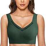 HJYUZP Amazon Warehouse Sale Clearance Bras for Women Seamless Wireless Bra Wide Strap Bra Wireless Minimizer Bras for Women Bra Hides Back Fat Full Back Coverage Plus Size Racerback Bra Green