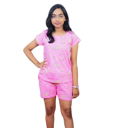 Image of Hestia | H.NSG.N.1 | Kids Girls Nightwear | Sleepwear | Cotton |Trouser Full Sleeves Tshirt | Elastic Waist |Night Dress with Pyjama Tshirts for Girls|All Over Horse Printed |Blue Color 4-6Yrs |Set 1