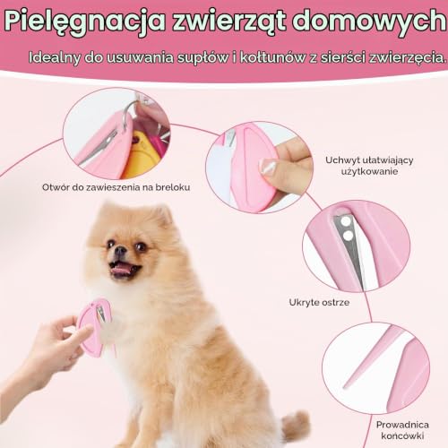 Zestaw 5 noży do usuwania włosów, wielofunkcyjny grzebień do usuwania włosów, grzebień węzłowy, narzędzie do usuwania włosów, dla zwierząt domowych, nóż do odfilcowywania ze stalowym ostrzem,