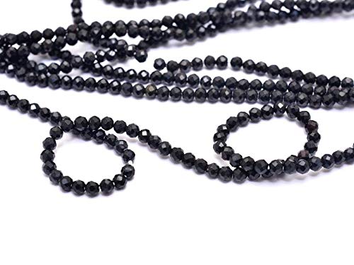 Perles facettées tourmaline noire 3mm pour création bijoux pierres semi précieuses