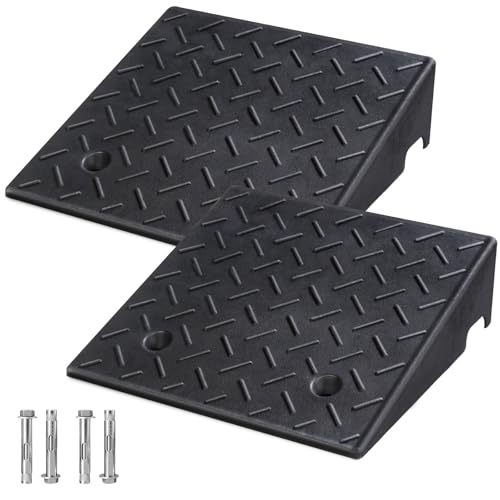 2 Pack Rubber Curb Ramps for Driveway 6 Height Heavy Duty 4 Ton (8818 lbs) Capacity for Lawn Mower Wheelchair Motorcycle Car Loading Dock & Threshold