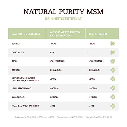 MSM Organischer Schwefel Kristalle (99,9% Methylsulfonylmethan) Natural Purity – 453g reine Kristallform – höhere Bioverfügbarkeit und hochdosierter als Kapseln und Pulver