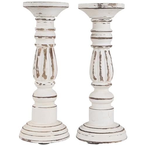 Northlight Set of 2 Antique Pillar Candle Holders, 12