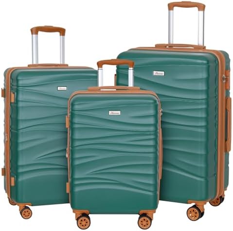 Romswi 3 Piece Luggage Sets, Expandable PC+ABS Hardshell Suitcase...