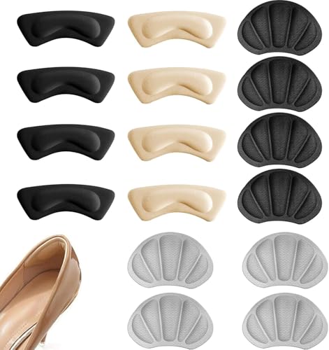 8 Paires Coussinets de Talon, Revêtement de Talon Confortable, Set Couleurs Variées, Réduire les frottements dans les chaussures trop grandes, Pour talons Hauts, Baskets