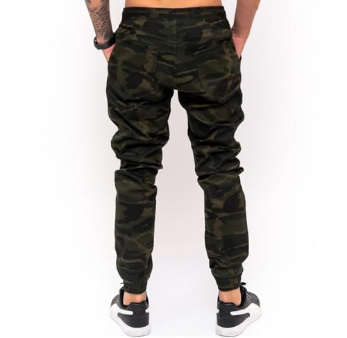 Calça Jogger Masculina Lycra Elastano Com Punho Elástico (GG, Camuflado)