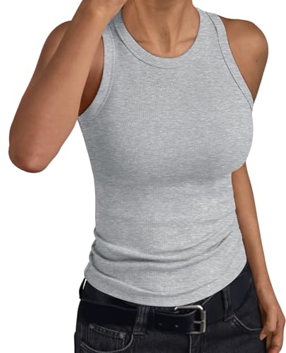Trendy Queen Womens Tank Tops Summer Workout Racerback Ribbed Shi...