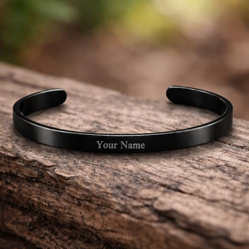 Image of Personalized Bracelet For Men - Adjustable Name Engraved Stainless Steel Bracelet Custom Gift for Him