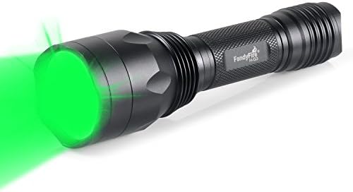 FandyFire 1 Mode Green Light Flashlight, 256 Yards LED Tactical 650 Lumens 520-535nm Wavelength Green Hunting Flashlight Torch for Outdoors, Climbing, Night Vision (Green Light)