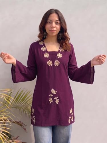 Image of ANNI Designer Cotton Short Kurti for Women | Stylish Kurti | Short Kurti Top | Casual Kurta for Women | Comfortable Cotton Kurtis for Womens