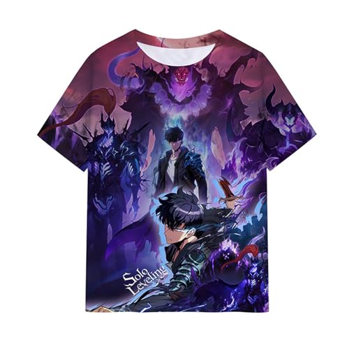 ISaikoy Anime Solo Leveling T-Shirt Casual Crewneck Short Sleeve Tee Shirt