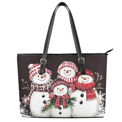 Image of Coldinair Christmas Leather Tote Bag for Women with Zipper Large Shoulder Tote Bag Shopping Casual Travel Bag Handbag Purse