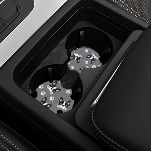 2 Piezas Portavasos para Carro con Diseño Boston Terrier miniatura 2