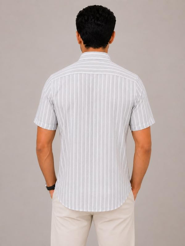 Image of MARK & ALBERT Half Sleeves Regular Fit Formal Shirt for Men Grey