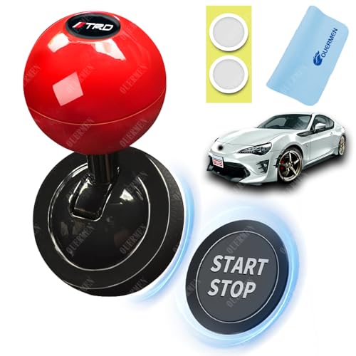 車のエンジンスタート ボタン 面白い 車 プッシュスタート レバー スタートボタン 自動車の点火ボタンカバー 後付け 装飾改造アクセサリー ユニークな 簡単取り付け オールメタル素材 レッド (トヨタシリーズ対応 レッド, TRDに適用)