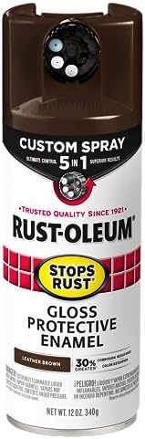 Rust-Oleum 376892 Stops Rust Custom Spray 5-in-1 Spray Paint, 12 oz, Gloss Leather Brown
