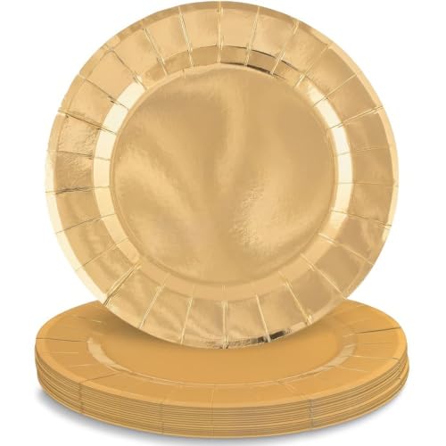 Platos decorativos desechables dorados pack 25 unidades miniatura 1