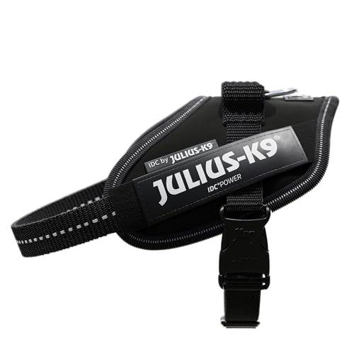 IDC Powergeschirr, XS, Schwarz - Reflektierendes Hundegeschirr mit Logo-Feld, verstellbar, atmungsaktiv, Bewegungsfreiheit, Oeko-TEX Zertifiziert, für kleine, mittlere & große Hunde