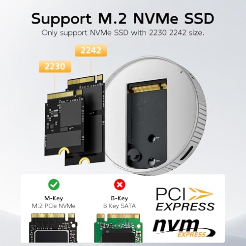 Caja externa mini para M.2 NVMe, 2230, USB 3.2 Gen 2 miniatura 3
