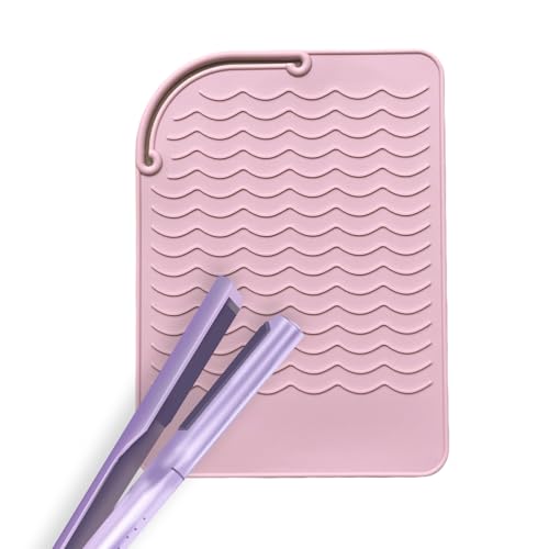 Almohadilla de hierro curling resistente al calor - Protector de alfombrilla de silicona, escudo de superficie térmica, soporte de descanso no antideslizante, base de herramientas de peluquería