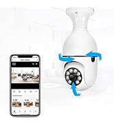Caméra de Sécurité sans Fil à Ampoule, Caméra de Surveillance Intelligente WiFi 1080P, Vue Panora...