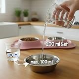 KaraLuna Napfunterlage aus Silikon mit Edelstahl Futternapf I Für Katzen & Hunde (200ml, Rosa)