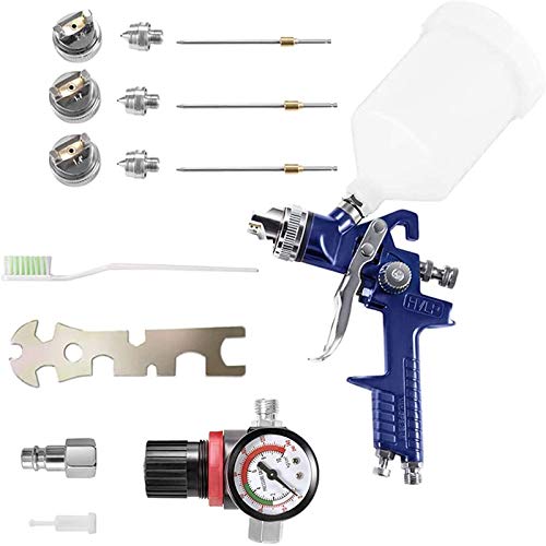 S SMAUTOP Pistola de pulverización HVLP - H-827P Pistola de pulverización de sistema de pintura profesional con vaso de plástico de 600 ml y boquilla de acero inoxidable 1.4, 1.7, 2 mm …