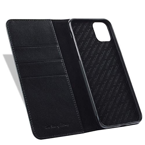 Coque iPhone 11 Pro Max cuir véritable étui portefeuille béquille VISOUL - 4