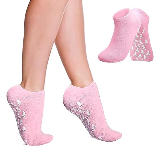 BLUE CRANE Silicone Spa Gel Socks for Cracked Heels | Moisturizing Socks for Soft Feet | Washable & Reusable | Unisex Foot Care | Pain Relief | Anti-Slip Design (Multicolor, 1 pair)