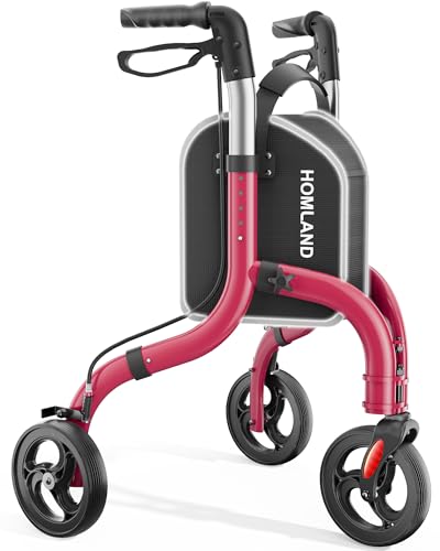 Image of HOMLAND Foldable 3 Wheel Walkers for Seniors, Lightweight Aluminum Frame