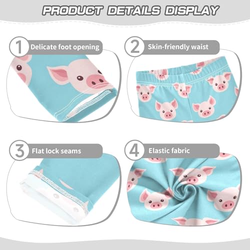 Girls Leggings Pig Blue Cartoon Kids Length Leggings Pants Athletic Yoga Pants Toddler Tights Trousers 4T3