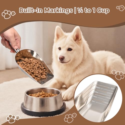 Mutclord Pet cat-dog food-scoop measuring 1-cup - Food-grade 304 stainless steel material | 1-Cup capacity | Precision scale measurements - Thumbnail 5