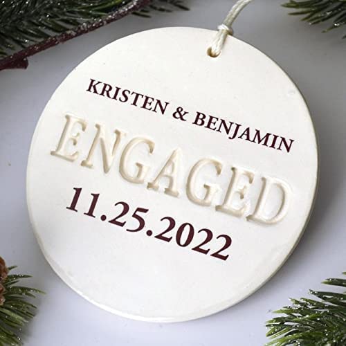 Miniatura 2 de Engagement Ornament - Personalized With Names and Date - Engagement Gift or Christmas Gift, Custom Christmas Engaged Ornament