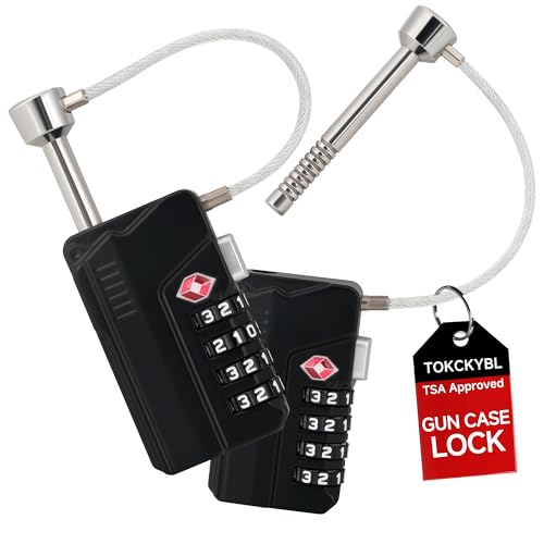 TOKCKYBL 2 Pack Upgraded Professional TSA Approved Gun Case Lock Heavy-Duty Cut-Resistant & Child-Safe Security Padlock for Firearms Pistols Rifle Cases and Travel Luggage