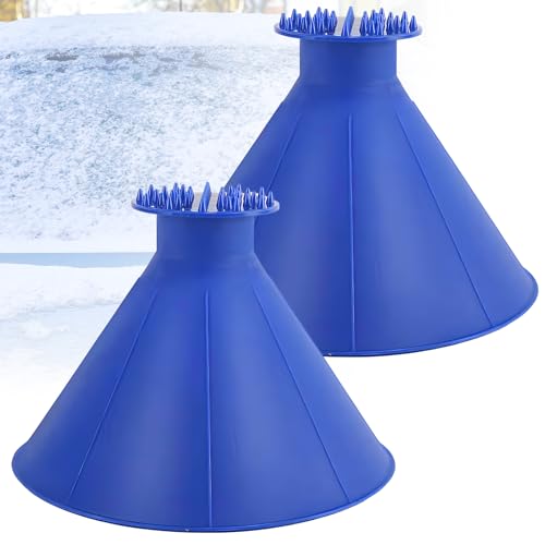 HPiano Raschiaghiaccio Auto, 2 Pezzi raschiaghiaccio Auto Rotondo, raschiaghiaccio Rotondo, raschiaghiaccio Auto con Imbuto, raschiaghiaccio per Parabrezza Auto, 360 Gradi raschia Neve, per Auto SUV