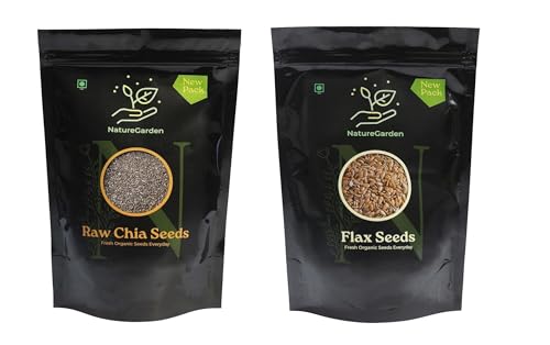 Image of NatureGarden Chia Seeds & Flax Seeds Combo 250g Each | Omega-3 Protein Fiber Rich | Weight Loss Superfood | Seed Cycling | Healthy Diet Snack | Gluten-Free Vegan | Smoothies Salads Recipes