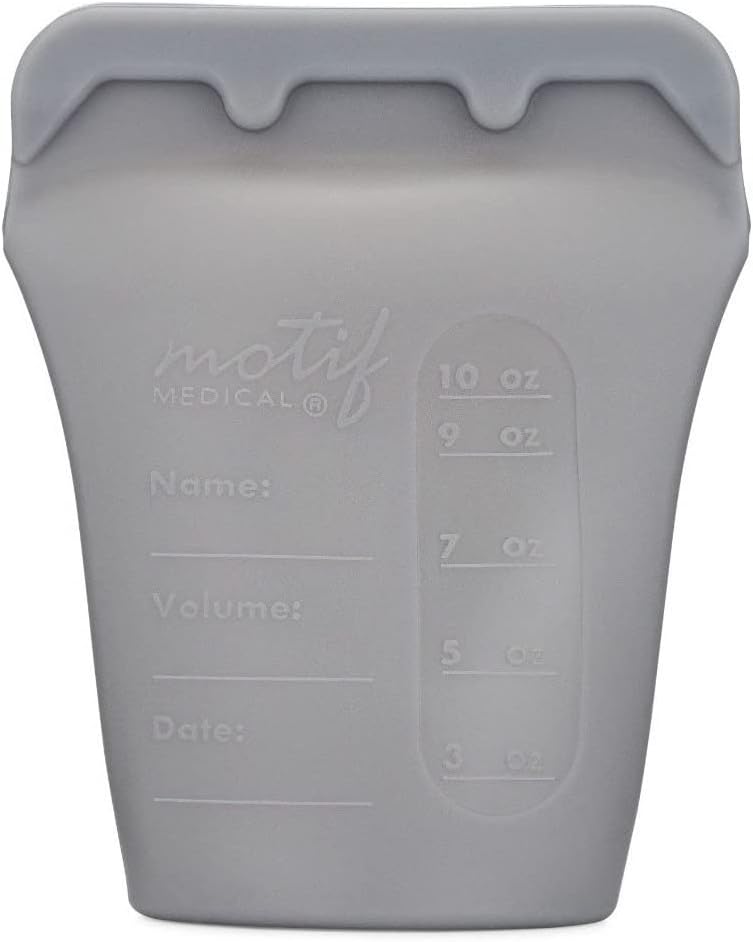 Motif Medical Reusable Milk Storage Bags, BPA Free Silicone, 3 Bags, Stores 10oz of Milk